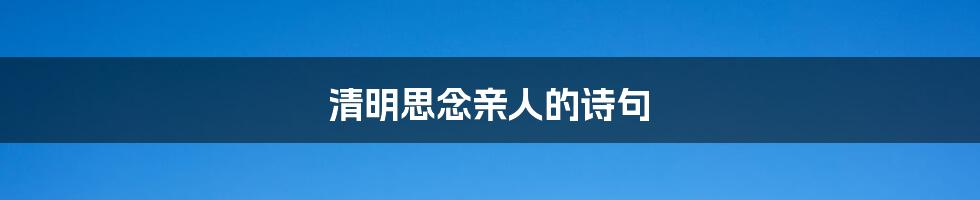 清明思念亲人的诗句