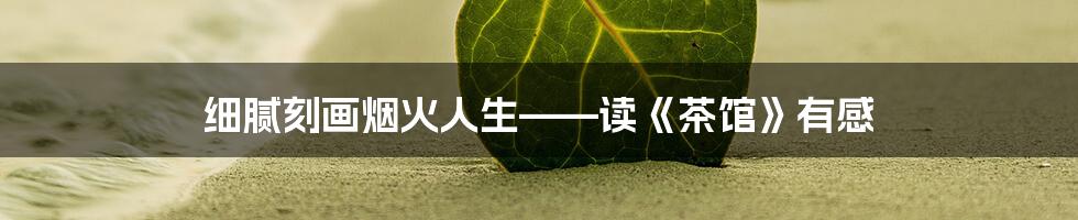 细腻刻画烟火人生——读《茶馆》有感