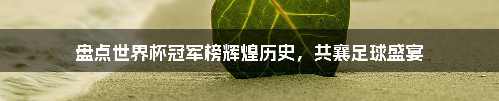盘点世界杯冠军榜辉煌历史,共襄足球盛宴