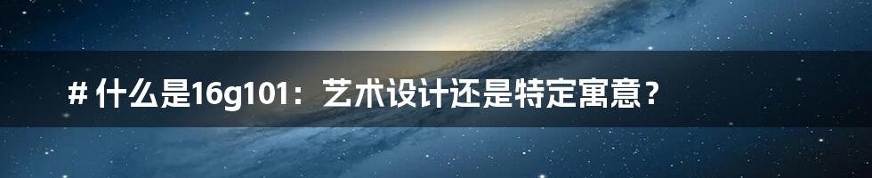 # 什么是16g101:艺术设计还是特定寓意?