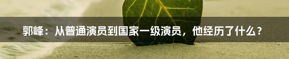 郭峰：从普通演员到国家一级演员，他经历了什么？