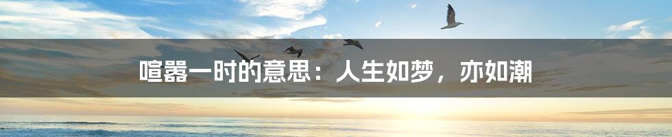 喧嚣一时的意思:人生如梦,亦如潮