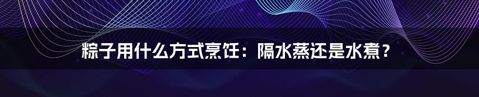 粽子用什么方式烹饪：隔水蒸还是水煮？