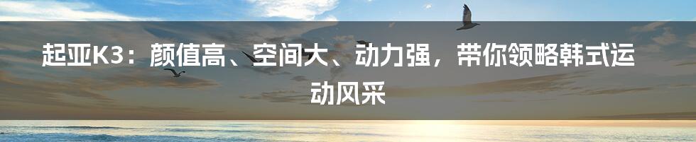 起亚K3:颜值高、空间大、动力强,带你领略韩式运动风采