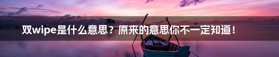 双wipe是什么意思?原来的意思你不一定知道!