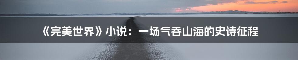 《完美世界》小说：一场气吞山海的史诗征程