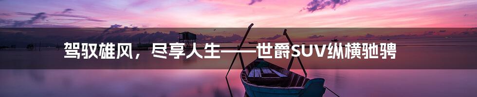 驾驭雄风，尽享人生——世爵SUV纵横驰骋