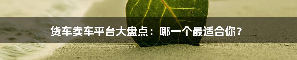 货车卖车平台大盘点:哪一个最适合你?