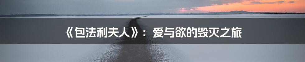 《包法利夫人》：爱与欲的毁灭之旅