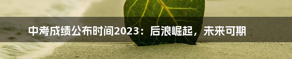 中考成绩公布时间2023：后浪崛起，未来可期