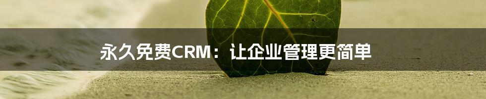 永久免费CRM：让企业管理更简单