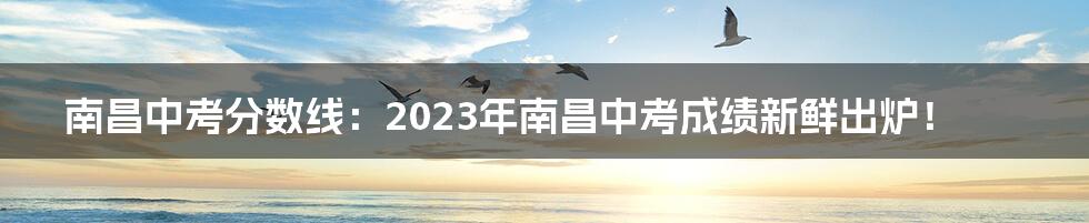 南昌中考分数线：2023年南昌中考成绩新鲜出炉！