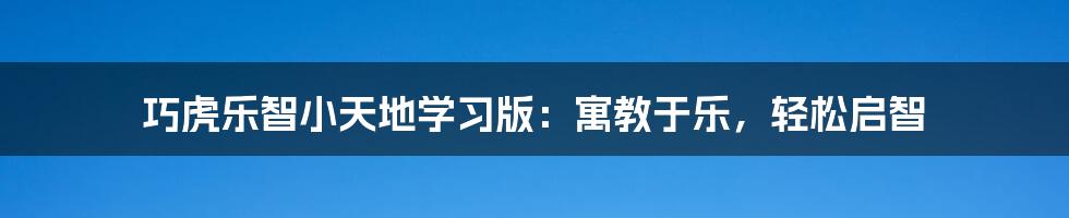 巧虎乐智小天地学习版:寓教于乐,轻松启智