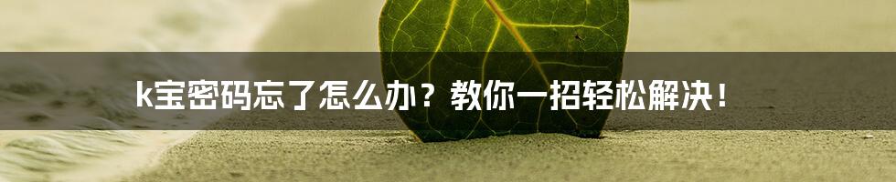 k宝密码忘了怎么办?教你一招轻松解决!