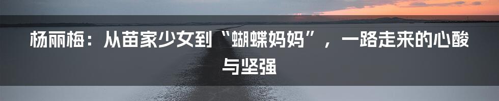 杨丽梅:从苗家少女到“蝴蝶妈妈”,一路走来的心酸与坚强