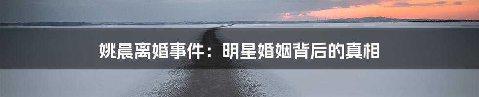 姚晨离婚事件:明星婚姻背后的真相