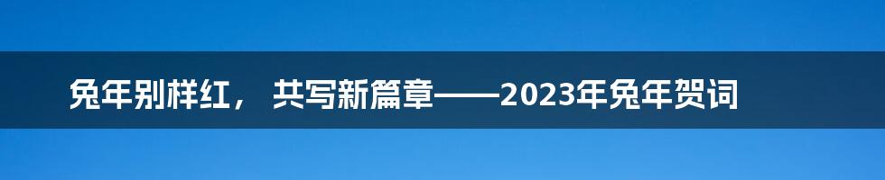 兔年别样红, 共写新篇章——2023年兔年贺词