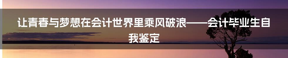 让青春与梦想在会计世界里乘风破浪——会计毕业生自我鉴定