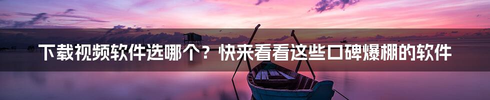 下载视频软件选哪个?快来看看这些口碑爆棚的软件