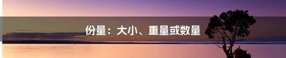 份量：大小、重量或数量