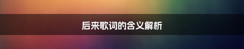 后来歌词的含义解析