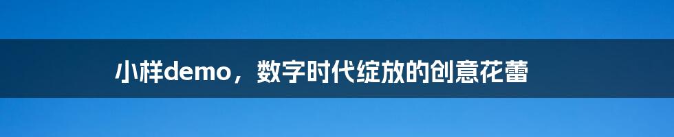 小样demo,数字时代绽放的创意花蕾
