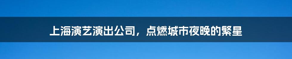 上海演艺演出公司,点燃城市夜晚的繁星