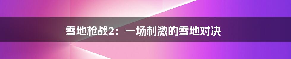 雪地枪战2:一场刺激的雪地对决