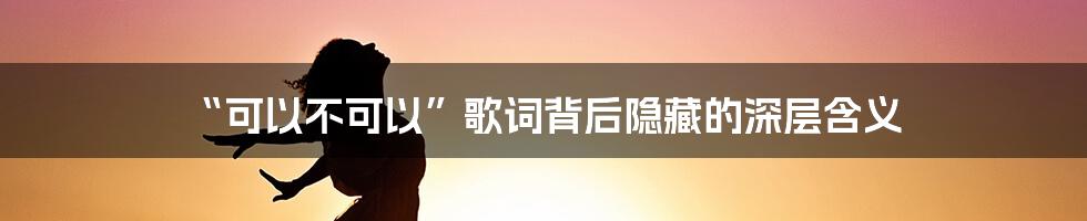 “可以不可以”歌词背后隐藏的深层含义