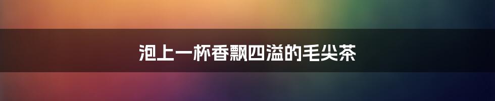 泡上一杯香飘四溢的毛尖茶