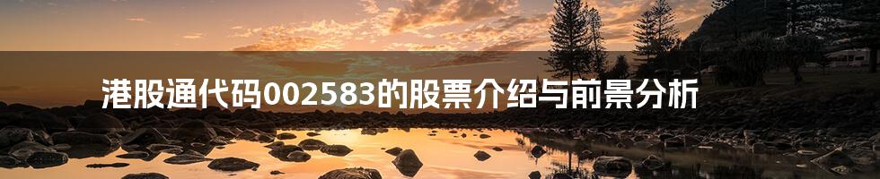 港股通代码002583的股票介绍与前景分析