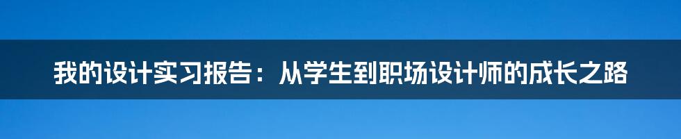我的设计实习报告:从学生到职场设计师的成长之路