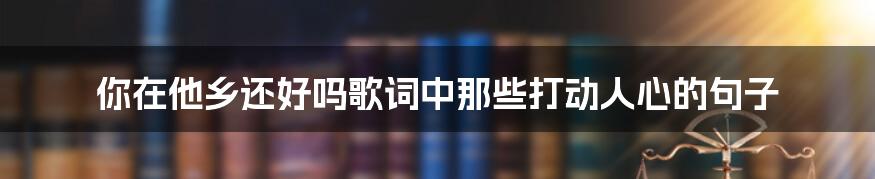 你在他乡还好吗歌词中那些打动人心的句子