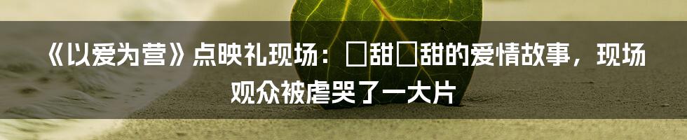 《以爱为营》点映礼现场：齁甜齁甜的爱情故事，现场观众被虐哭了一大片