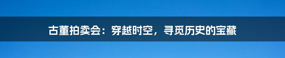 古董拍卖会:穿越时空,寻觅历史的宝藏