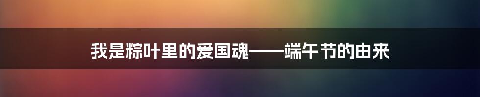 我是粽叶里的爱国魂——端午节的由来