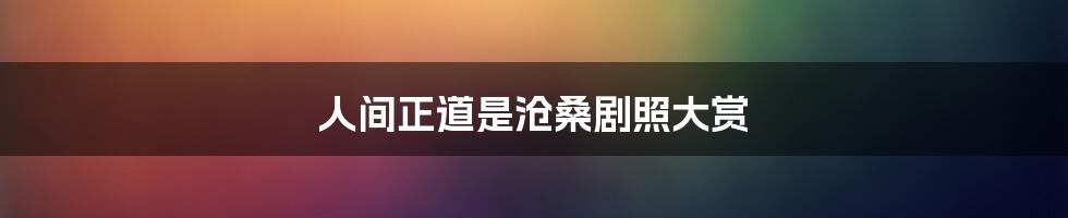 人间正道是沧桑剧照大赏