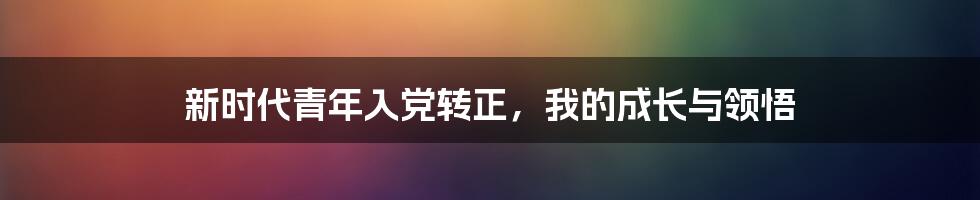 新时代青年入党转正，我的成长与领悟