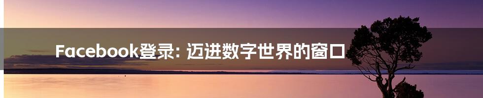 Facebook登录: 迈进数字世界的窗口