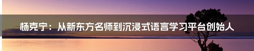 杨克宁:从新东方名师到沉浸式语言学习平台创始人