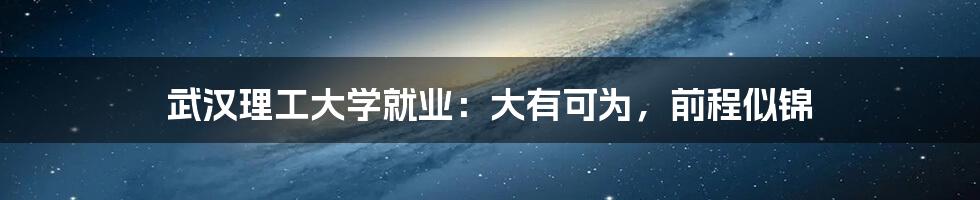 武汉理工大学就业：大有可为，前程似锦