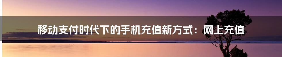 移动支付时代下的手机充值新方式:网上充值