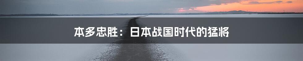 本多忠胜：日本战国时代的猛将