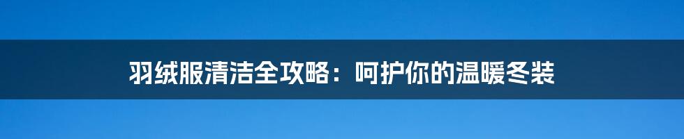 羽绒服清洁全攻略:呵护你的温暖冬装