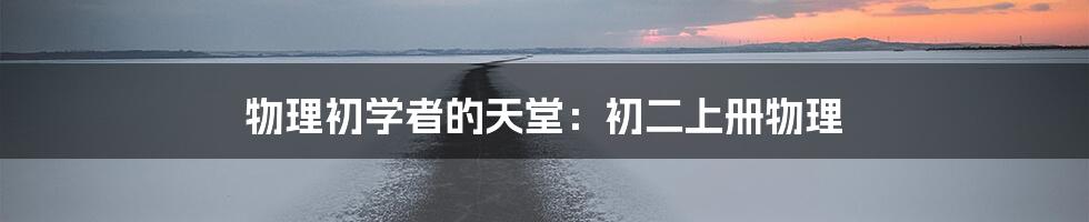 物理初学者的天堂:初二上册物理