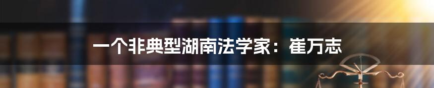 一个非典型湖南法学家:崔万志