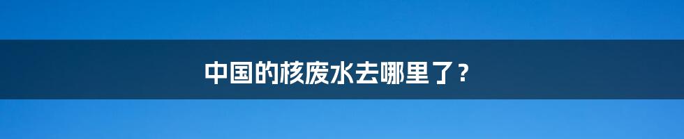 中国的核废水去哪里了？