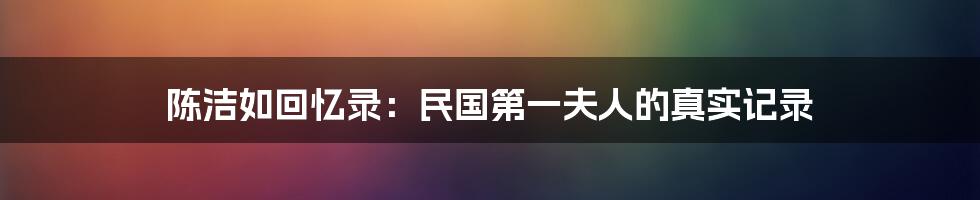 陈洁如回忆录:民国第一夫人的真实记录