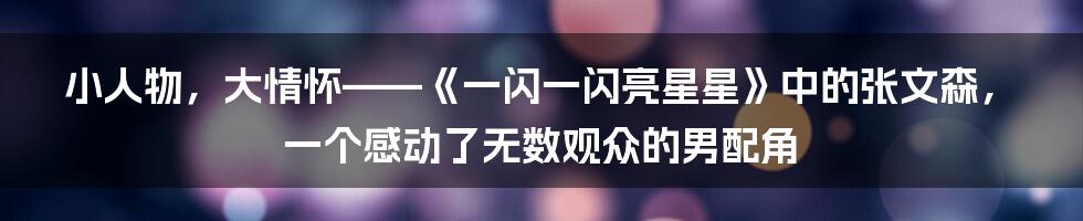 小人物，大情怀——《一闪一闪亮星星》中的张文森，一个感动了无数观众的男配角