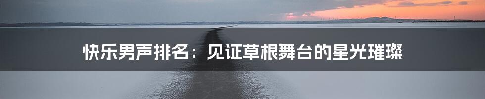 快乐男声排名:见证草根舞台的星光璀璨